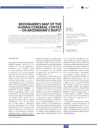 Brodmann's Map of the Human Cerebral Cortex