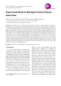 Experimental Model for Biological Control of Stored Grain Pests