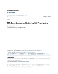 Interactive Fiction for GUI Prototyping