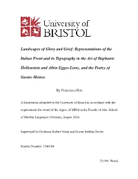 Landscapes of Glory and Grief: Representations of the Italian Front and Its Topography in the Art of Stephanie Hollenstein and A
