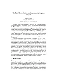 The Dule Module System and Programming Language Project