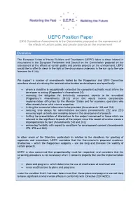 UEPC Position Paper ENVI Committee Amendments to the Commission Proposal on the Assessment of the Effects of Certain Public and Private Projects on the Environment