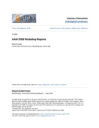 AAAI 2008 Workshop Reports