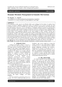 Dynamic Metadata Management in Semantic File Systems
