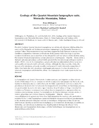 Geology of the Quartet Mountain Lamprophyre Suite, Wernecke Mountains, Yukon D