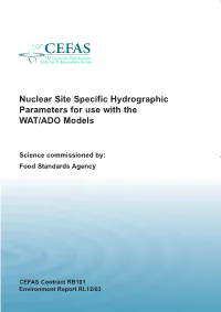 Nuclear Site Specific Hydrographic Parameters for Use with the WAT/ADO Models
