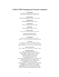 PASSAT 2009 Organizing and Program Committees