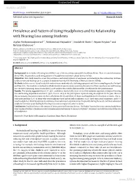 Prevalence and Pattern of Using Headphones and Its Relationship with Hearing Loss Among Students