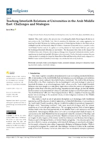 Teaching Interfaith Relations at Universities in the Arab Middle East: Challenges and Strategies