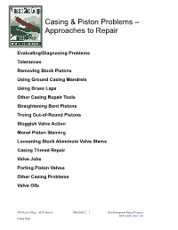Casing & Piston Problems – Approaches to Repair