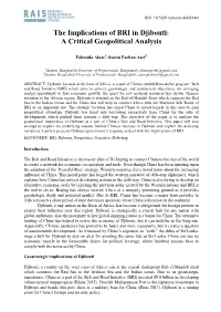 PDF the Implications of BRI in Djibouti