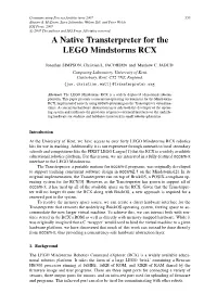 A Native Transterpreter for the LEGO Mindstorms RCX
