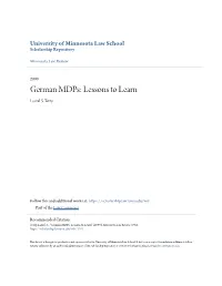 German Mdps: Lessons to Learn Laurel S