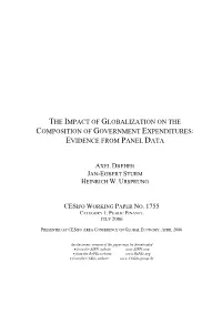 The Impact of Globalization on the Composition of Government Expenditures: Evidence from Panel Data