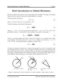 Brief Introduction to Orbital Mechanics Page 1