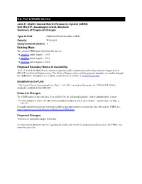 Coastal Barrier Resources System Summaries of Proposed Changes for Batch 2