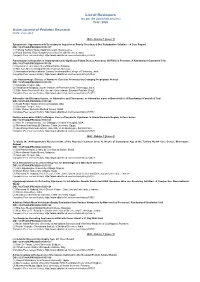List of Reviewers (As Per the Published Articles) Year: 2020