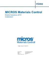 MICROS Materials Control