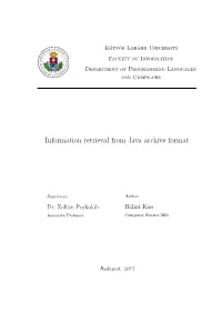 Information Retrieval from Java Archive Format