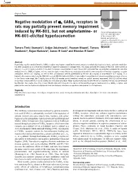 Negative Modulation of Α5 GABAA Receptors in Rats May Partially Prevent Memory Impairment