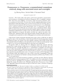 Pampusanna Vs. Pampusana: a Nomenclatural Conundrum Resolved, Along with Associated Errors and Oversights