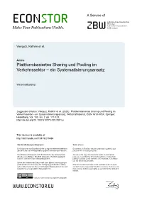 Plattformbasiertes Sharing Und Pooling Im Verkehrssektor – Ein Systematisierungsansatz