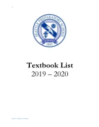 Textbook List 2019 – 2020