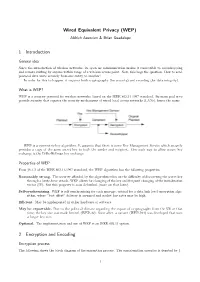 Wired Equivalent Privacy (WEP) 1 Introduction 2 Encryption And