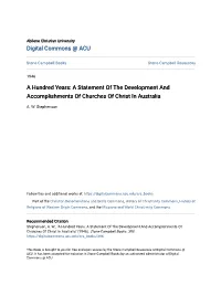 A Hundred Years: a Statement of the Development and Accomplishments of Churches of Christ in Australia