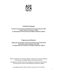 Preliminary Program Programme Préliminaire