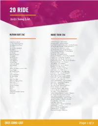 20 RIDE 2021 Song List