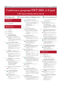 Conference Program INET 2001, 6-8 Juni a Net Odyssey Mobility and the Internet