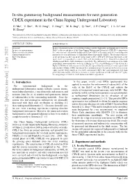 In-Situ Gamma-Ray Background Measurements for Next Generation CDEX Experiment in the China Jinping Underground Laboratory a a a a ∗ a a A,B a H