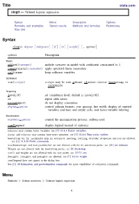 Ologit — Ordered Logistic Regression
