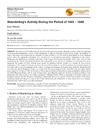 Skanderbeg's Activity During the Period of 1443 – 1448