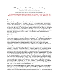 1 Philosophy of Science, Network Theory and Conceptual Change