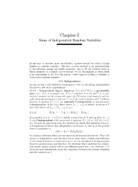 Chapter I Sums of Independent Random Variables