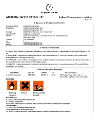 MATERIAL SAFETY DATA SHEET Sodium Permanganate Solution