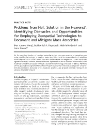 Problems from Hell, Solution in the Heavens?: Identifying Obstacles and Opportunities for Employing Geospatial Technologies to Document and Mitigate Mass Atrocities