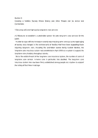 Section 8 Creating a Welfare Society Where Elderly and Other People Can Be Active and Comfortable