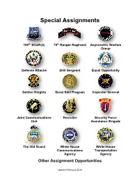Special Assignments