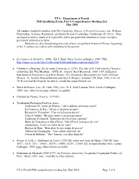 UVA French Phd Comprehensive Reading List, May 2018 Page 1 of 4 ● Alain Chartier (1385-C