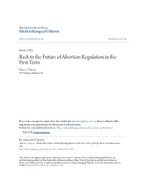 Back to the Future of Abortion Regulation in the First Term Tracy A