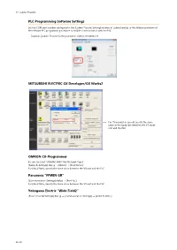 PLC Programming Software Settings MITSUBISHI ELECTRIC GX