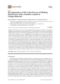 The Importance of Sic in the Process of Melting Ductile Iron with a Variable Content of Charge Materials