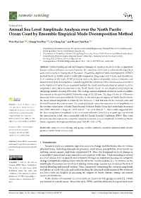 Annual Sea Level Amplitude Analysis Over the North Pacific Ocean Coast by Ensemble Empirical Mode Decomposition Method