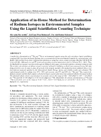 Application of In-House Method for Determinationof Radium Isotopes in Environmental Samples Usingthe Liquid Scintillation Counti