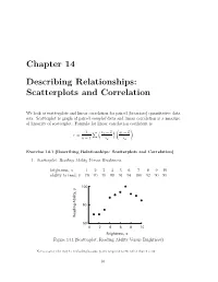 Chapter 14 Describing Relationships: Scatterplots and Correlation