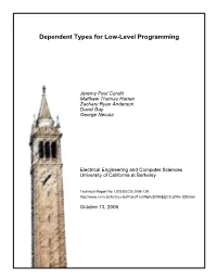 Dependent Types for Low-Level Programming