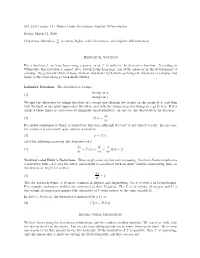 MA 2231 Lecture 18 - Higher Order Derivatives, Implicit Diﬀerentiation
